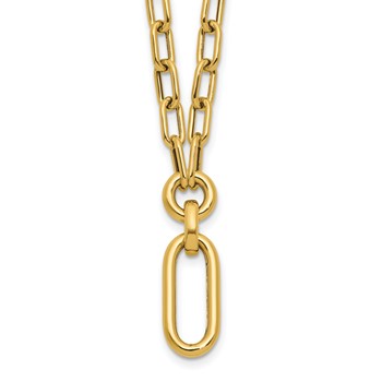 Leslie's 14K Polished Fancy Oval Link With Oval Link Pendant 18 inch Necklace