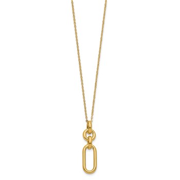 Leslie's 14K Polished Fancy Dangling Oval Link Pendant 18 inch Necklace — alternate view