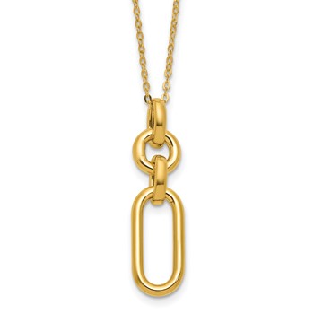 Leslie's 14K Polished Fancy Dangling Oval Link Pendant 18 inch Necklace