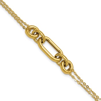 Leslie's 14K Polished Fancy Two-Strand Mixed Links Bracelet