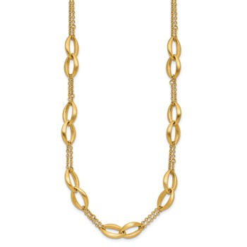 Leslie's 14K Polished and Brushed 2-Strand Navette Link Necklace — alternate view