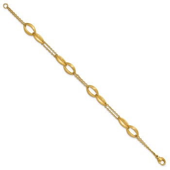 Leslie's 14K Polished and Brushed 2-Strand Navette Link Bracelet — alternate view