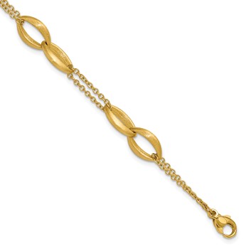 Leslie's 14K Polished and Brushed 2-Strand Navette Link Bracelet