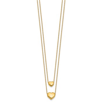 Leslie's 14K Polished Two-Strand Hearts with 1 Inch Ext. Necklace — alternate view