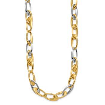 Leslie's 14K Two-tone Polished Tapered Oval Link Necklace — alternate view