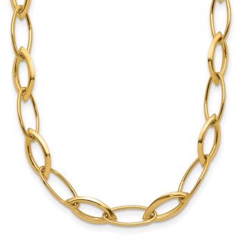 Leslie's 14K Polished Fancy Oval and Navette Link Necklace