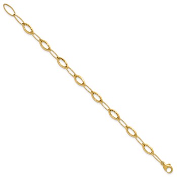 Leslie's 14K Polished Fancy Oval and Navette Link Bracelet — alternate view
