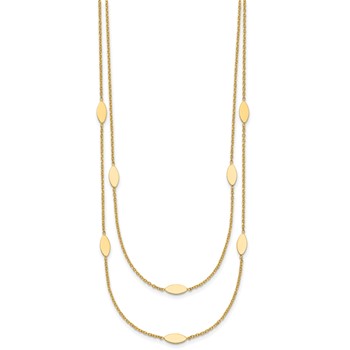 Leslie's 14K Polished Fancy 2-Strand Navette with 2in Ext. Necklace — alternate view