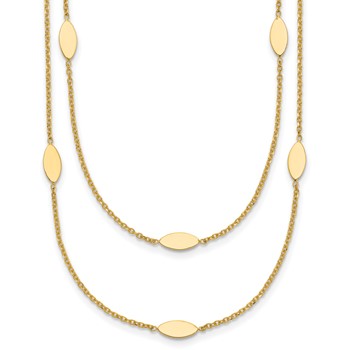Leslie's 14K Polished Fancy 2-Strand Navette with 2in Ext. Necklace