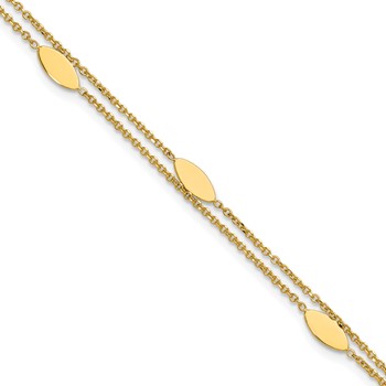Leslie's 14K Polished Fancy 2-Strand Navette w/ .5in Ext. Bracelet
