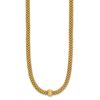 Leslie's 14K Polished and Brushed Bead Popcorn Mesh Necklace — alternate view