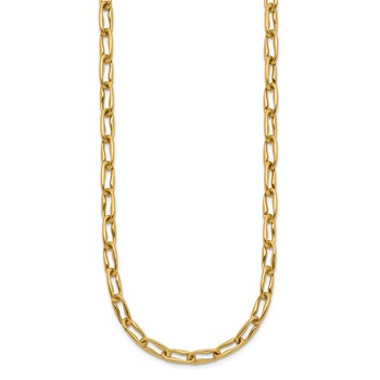 Leslie's 14K Polished Fancy Wavy Elongated Oval Link Necklace — alternate view