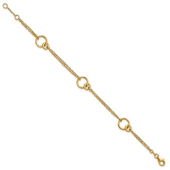 Leslie's 14K Polished 2-Strand Double Circle w/ .5in Ext. Bracelet — alternate view