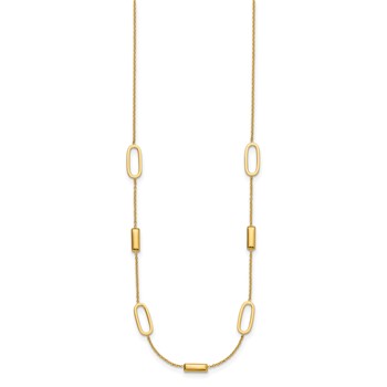Leslie's 14K Polished Elongated Oval and Bar with 2in Ext. Necklace — alternate view