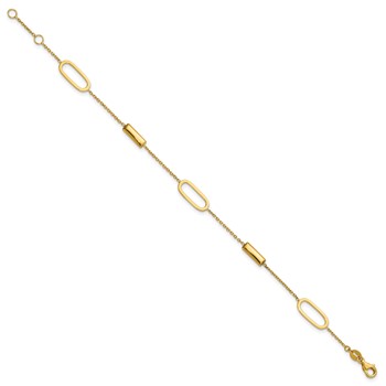 Leslie's 14K Polished Elongated Oval and Bar w/.5in Ext. Bracelet — alternate view