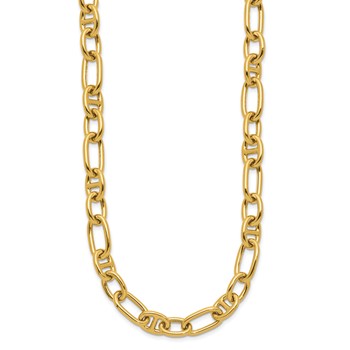 Leslie's 14K Polished Mixed Oval and Anchor Link Necklace — alternate view