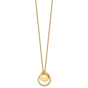 Leslie's 14K Polished Fancy Double Circle with 2in Ext .Necklace — alternate view