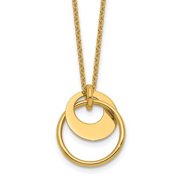 Leslie's 14K Polished Fancy Double Circle with 2in Ext .Necklace