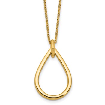 Leslie's 14K Polished Fancy Open Teardrop with 2in Ext. Necklace