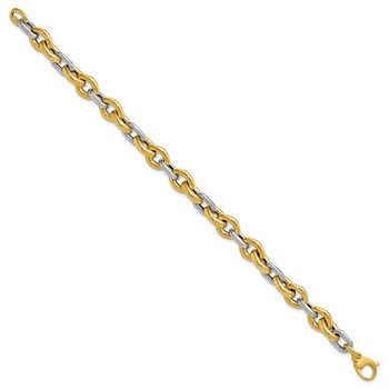 Leslie's 14K Two-tone Polished Fancy Flat Edge Link Bracelet — alternate view