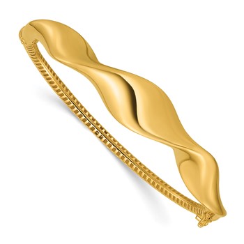 Leslie's 14K Polished Wavy Hinged Bangle