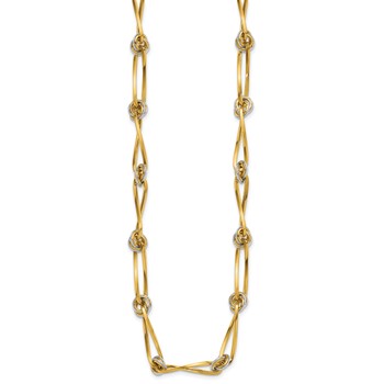 Leslie's 14K Two-tone Polished and Diamond-cut Fancy Link Necklace — alternate view