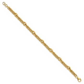 Leslie's 14K Polished and Textured Fancy Link with .5in ext. Bracelet — alternate view