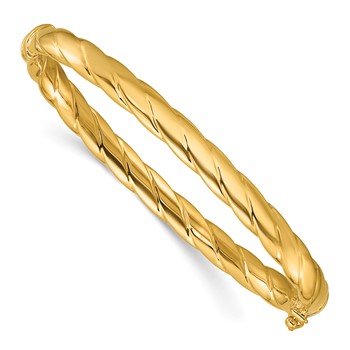 Leslie's 14K Polished  and Grooved Hinged Bangle