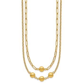 Leslie's 14K Polished Layered Link with Beads Necklace — alternate view