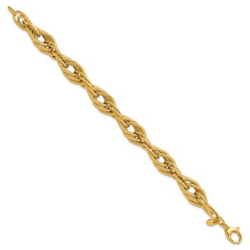 Leslie's 14K Polished and Textured Fancy Triple Link Bracelet — alternate view