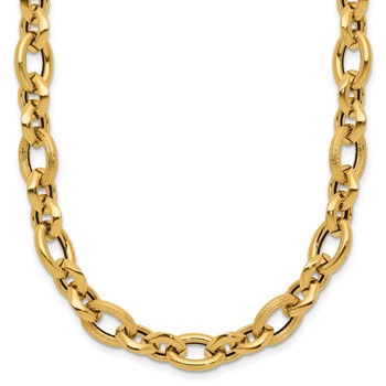 Leslie's 14K Polished and Textured Fancy Link Necklace