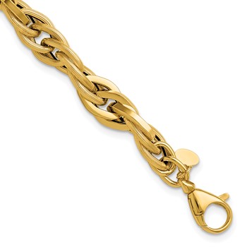 Leslie's 14K Polished and Textured Fancy Twisted Link Bracelet