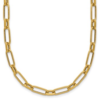 Leslie's 14K Polished Textured Fancy Link Necklace