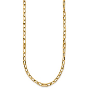 Leslie's 14K Polished CZ Fancy Paperclip Link Necklace — alternate view