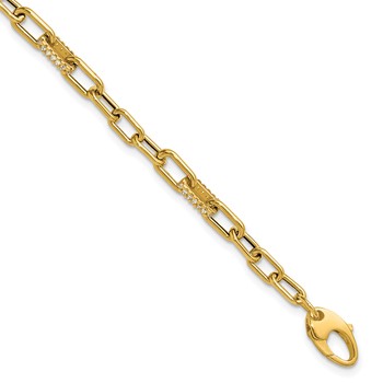 Leslie's 14K Polished CZ Fancy Paperclip Link Bracelet