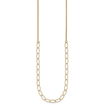 Leslie's 14K Polished and Dia-cut Fancy Oval Link Necklace — alternate view