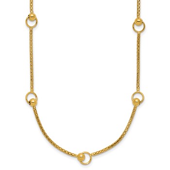 Leslie's 14K Polished Circle Station Popcorn Link Necklace