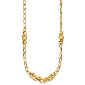 Leslie's 14K Polished and Diamond-cut Fancy Oval Link Necklace — alternate view