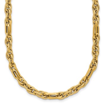 Leslie's 14K Polished and Textured Fancy Link Necklace