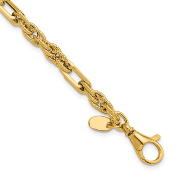 Leslie's 14K Polished and Textured Fancy Link Bracelet