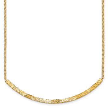 Leslie's 14K Polished and Diamond-cut Bar Double Chain w/2in ext. Necklace
