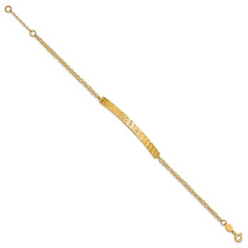 Leslie's 14K Polished / Diamond-cut Bar Double Chain w/.75in ext. Bracelet — alternate view