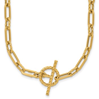 Leslie's 14K Polished and Twisted Fancy Link Toggle Necklace
