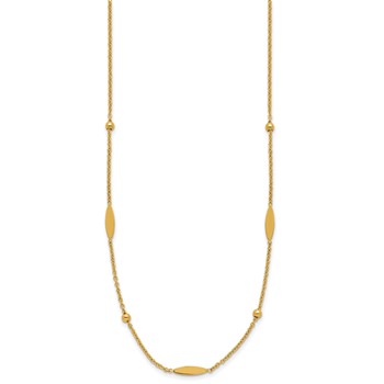 Leslie's 14K Polished Oval Disk Station w/2in ext. Necklace — alternate view