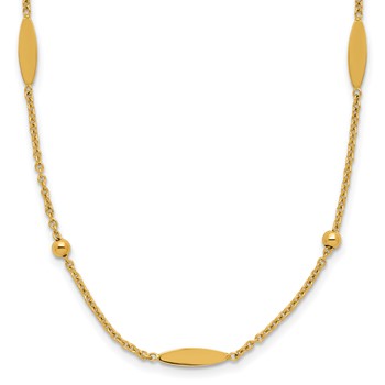 Leslie's 14K Polished Oval Disk Station w/2in ext. Necklace
