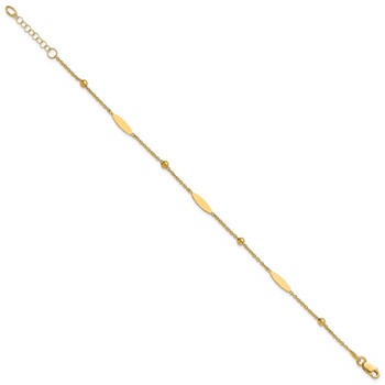 Leslie's 14K Polished Oval Disk Station w/1in ext. Bracelet — alternate view