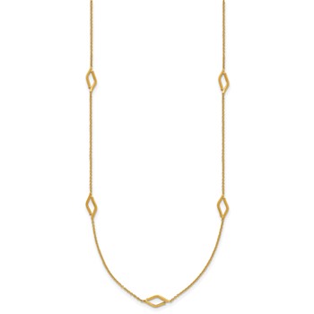 Leslie's 14K Polished Diamond-shaped Station with 2in ext. Necklace — alternate view