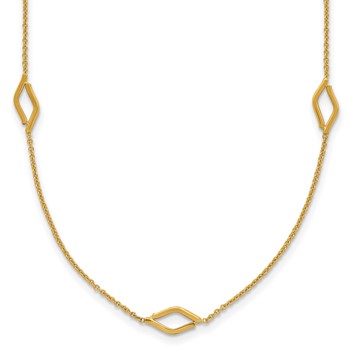 Leslie's 14K Polished Diamond-shaped Station with 2in ext. Necklace