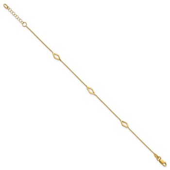 Leslie's 14K Polished Diamond-shaped Station w/1in ext. Bracelet — alternate view