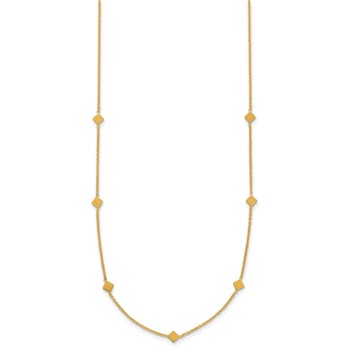 Leslie's 14K Polished Diamond-shaped Disk Station with 2in ext. Necklace — alternate view